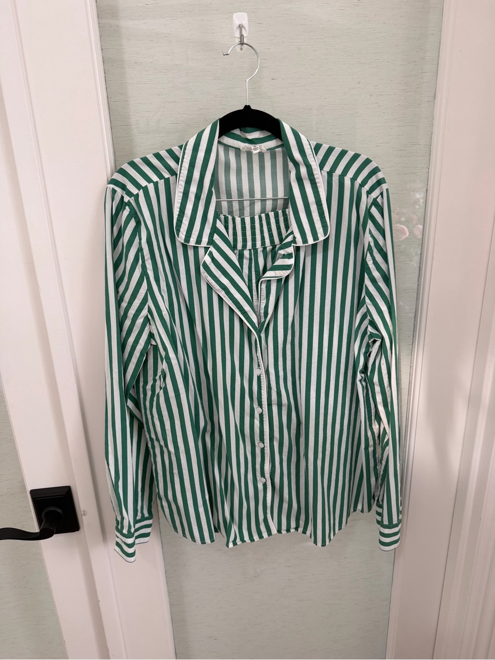 Splendid Green and White Striped Button-Front Shirt and shorts set